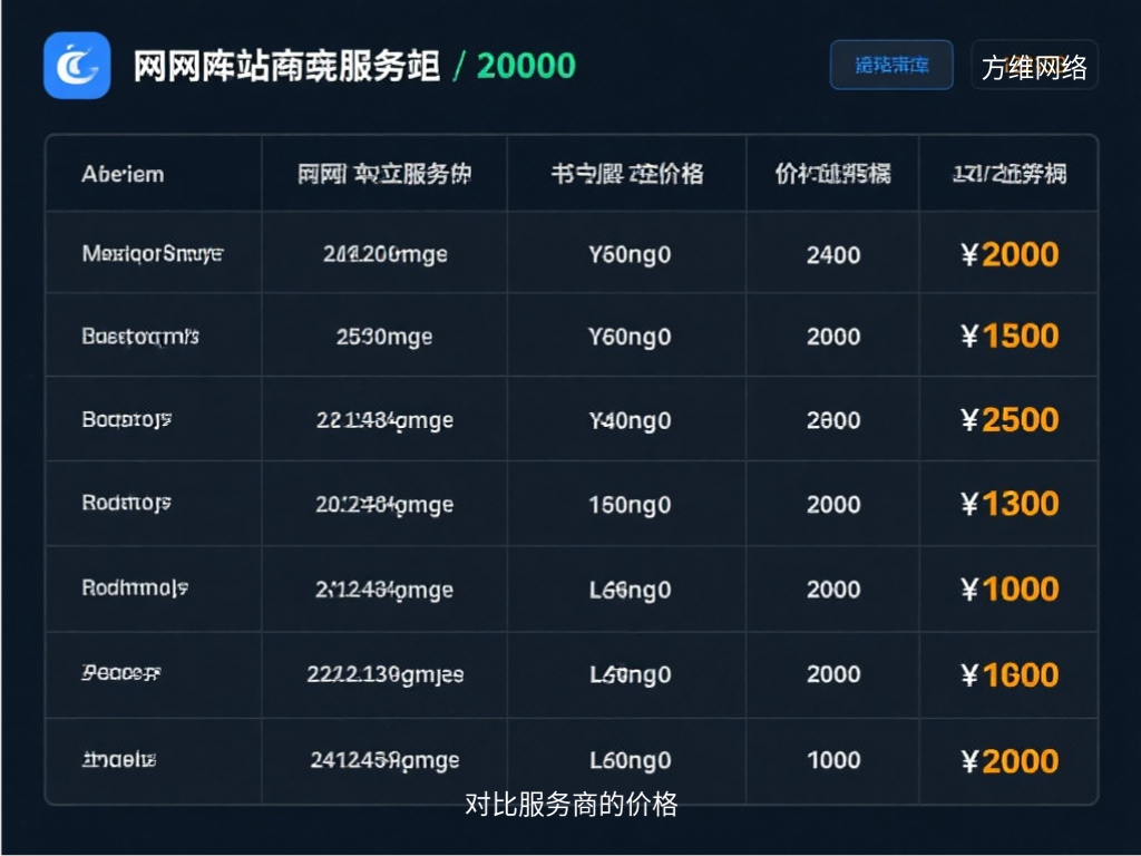 对比服务商的价格